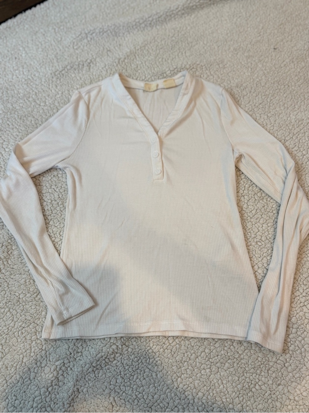 Levi's Cream Ribbed Henley Long Sleeve Top